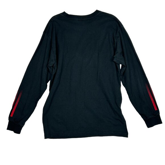 Adidas Shirt Youth L Black Three‎ Stripes Graphic Y2K Long Sleeve Boys Pullover - Picture 2 of 10